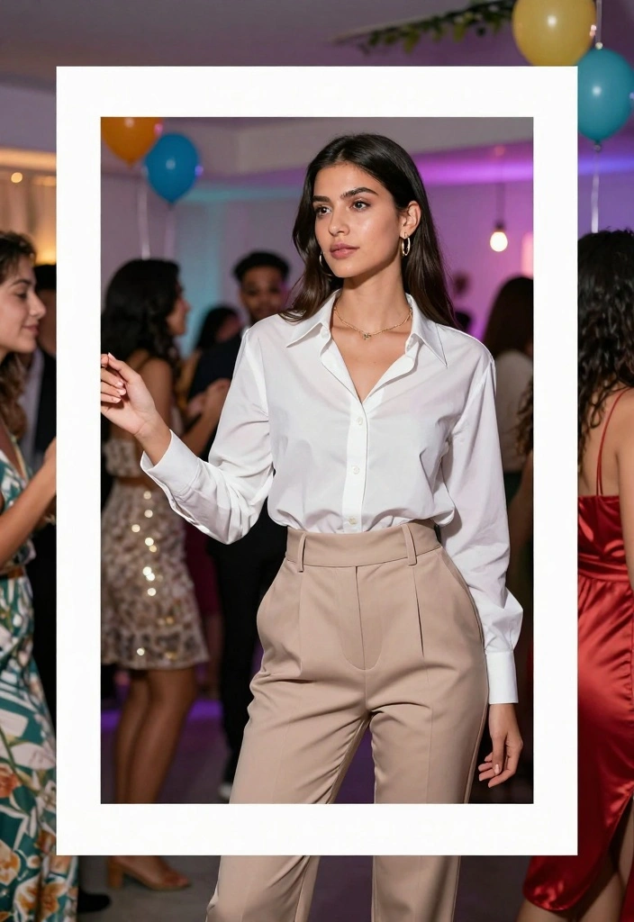 16 Freshers Party Western Outfit Ideas For Women - 5. Chic Button-Up Shirt with Trousers 1