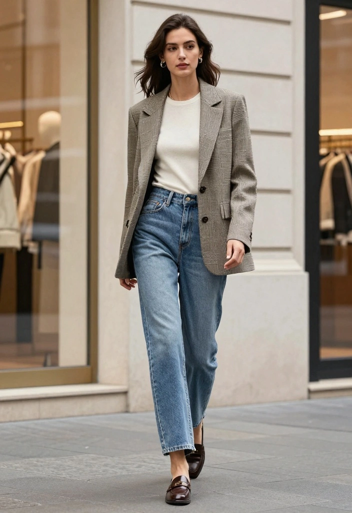 16 Hijab Friendly Jeans Outfit Ideas For Women - 10. Mom Jeans with a Structured Blazer 1