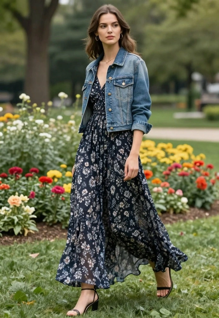 16 Hijab Friendly Jeans Outfit Ideas For Women - 15. Layered Denim with a Maxi Dress 1