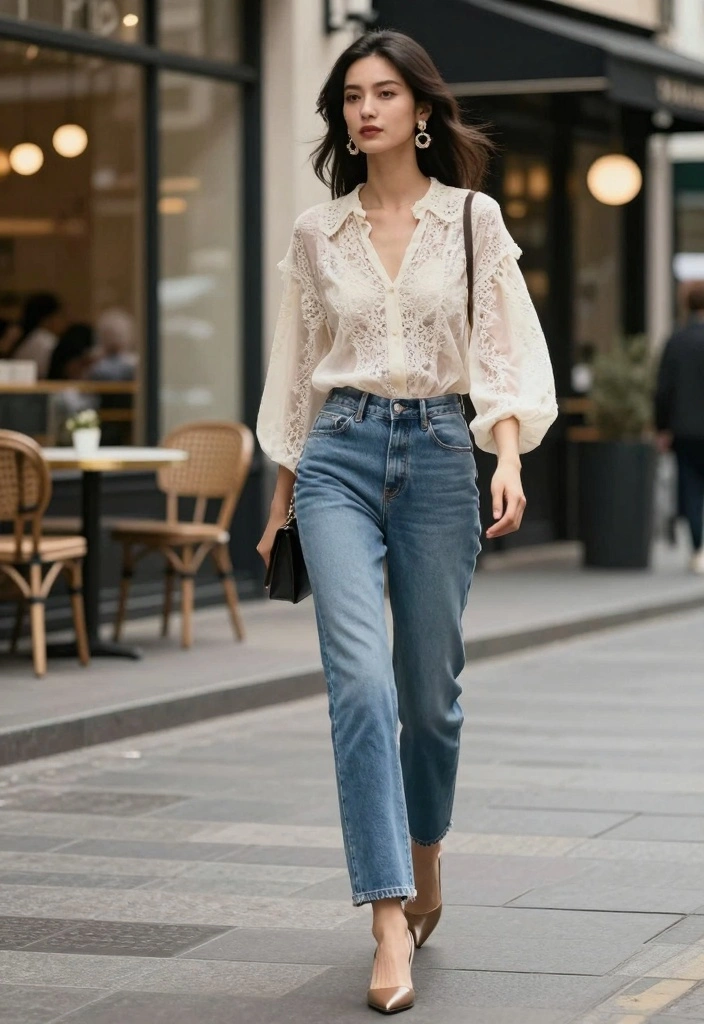 16 Hijab Friendly Jeans Outfit Ideas For Women - 4. Tailored Jeans with a Flowing Blouse 1