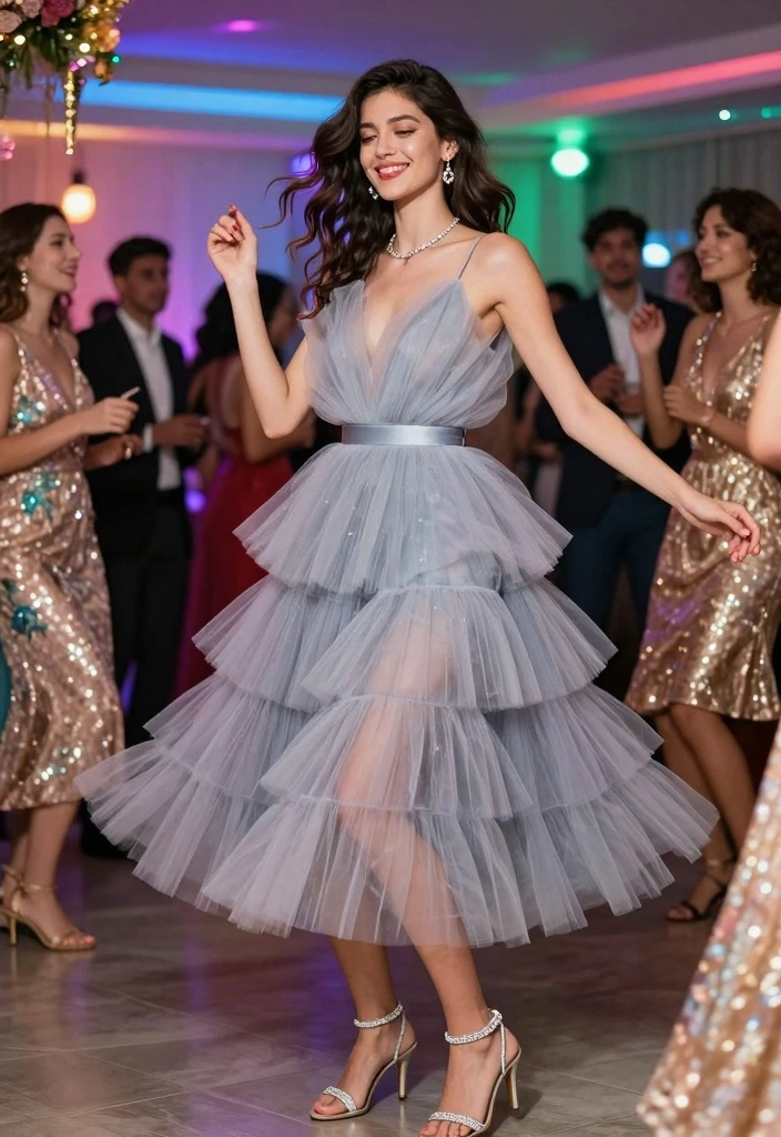 16 Midi Dress Outfit Ideas For Any Occasion - 14. Party-Ready with Layered Tulle 1