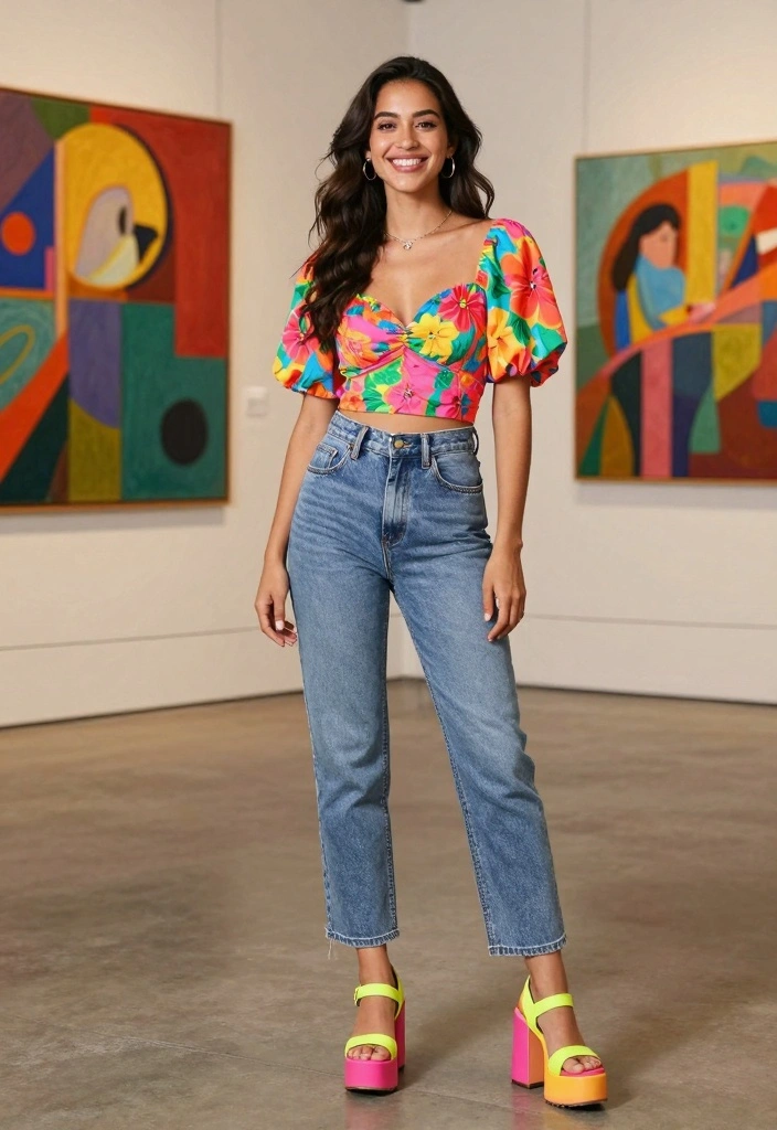 16 Nineties Jeans Outfit Ideas For Women - 10. Colorful Fun 1