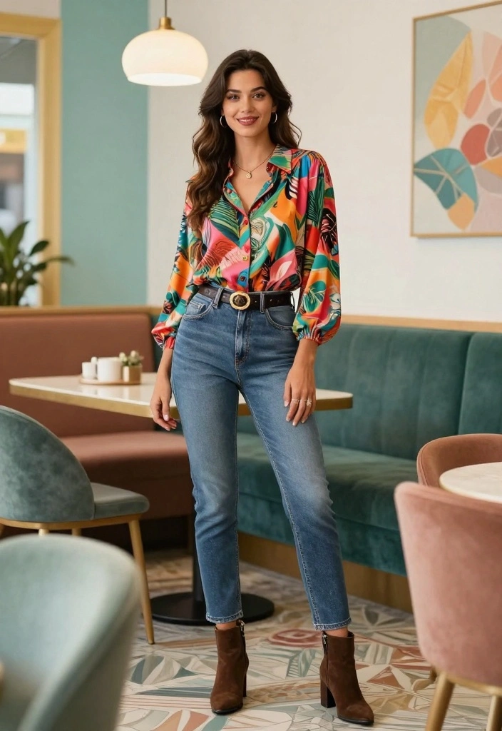 16 Nineties Jeans Outfit Ideas For Women - 13. Funky Prints 1