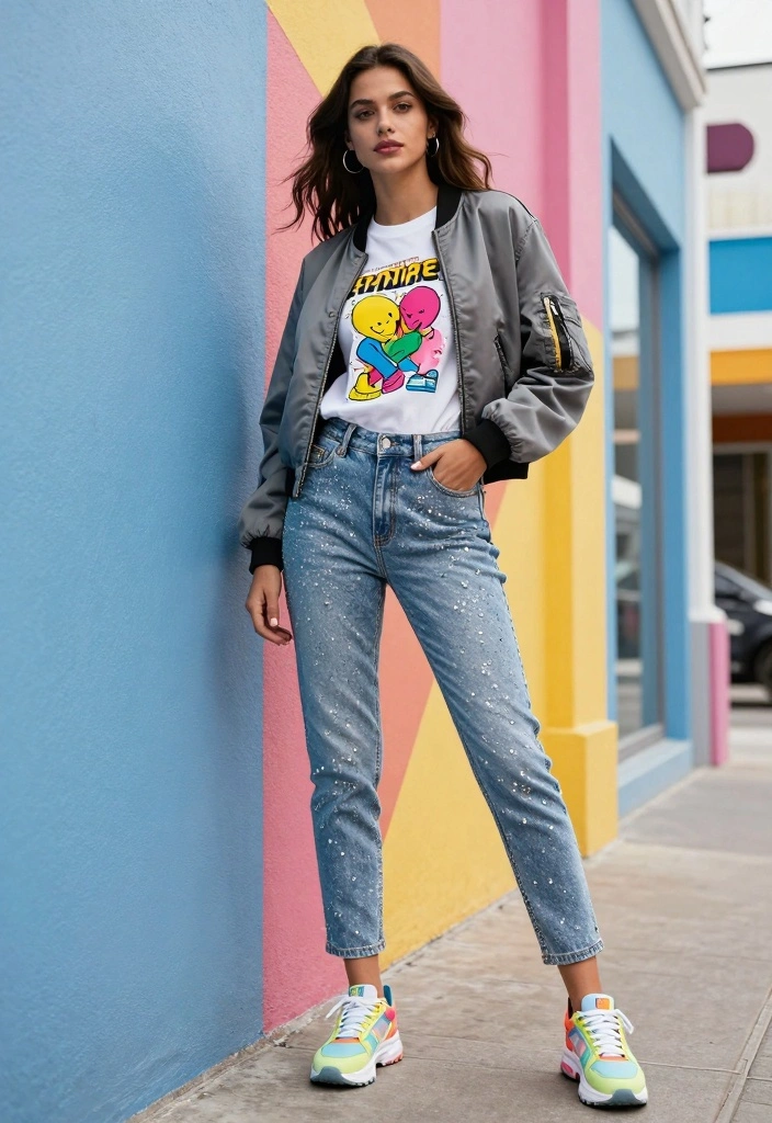 16 Rhinestone Jeans Outfit Ideas For Women - 3. Sporty Edge 1