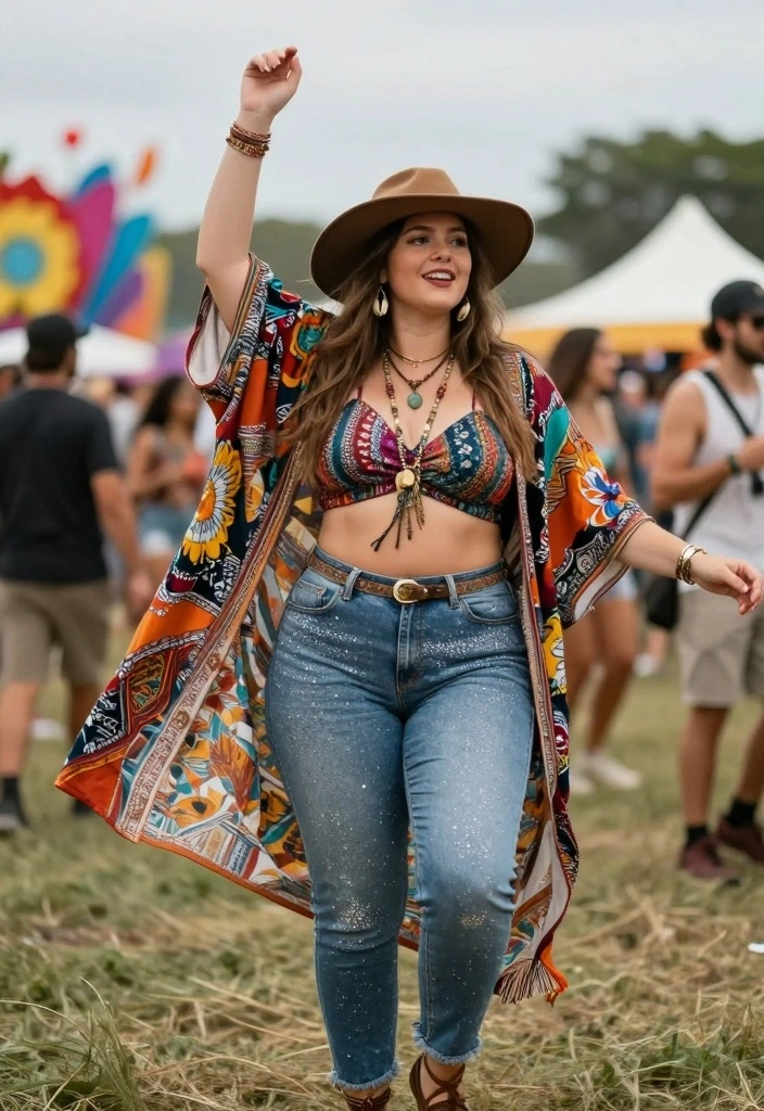 16 Rhinestone Jeans Outfit Ideas For Women - 6. Festival Ready 1