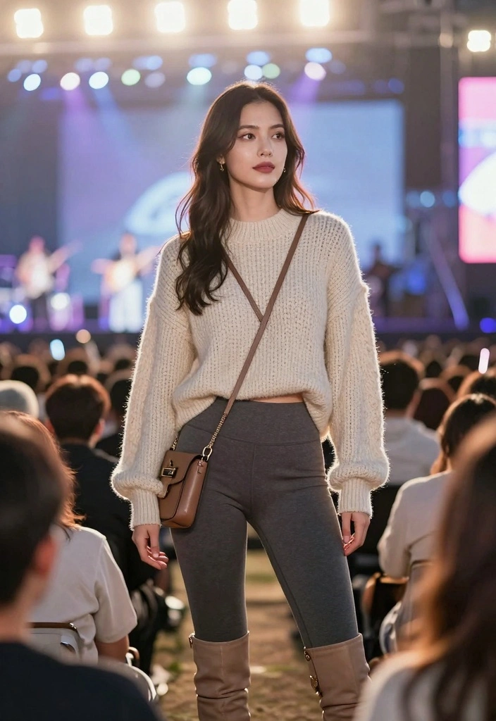 16 Seventeen Concert Outfit Ideas For Women - 15. Cozy Knit and Leggings 1