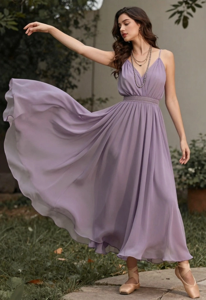 16 Short Dress Outfit Ideas For Easy Styling - 15. Chiffon Dress with Layered Necklaces 1