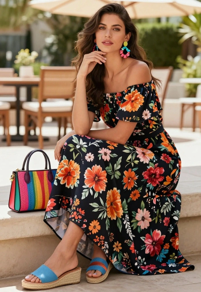 16 Short Dress Outfit Ideas For Easy Styling - 8. Off-the-Shoulder Dress with Espadrilles 1