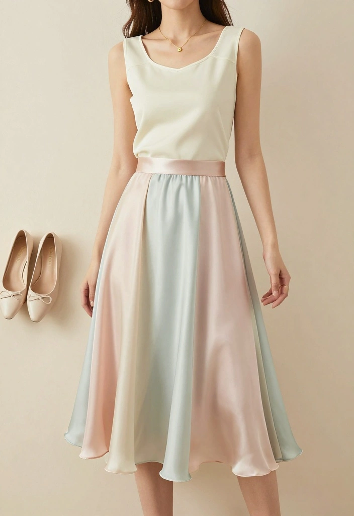 16 Silk Skirt Outfit Ideas For A Luxe Look - 11. Brighten Up with Pastels 1