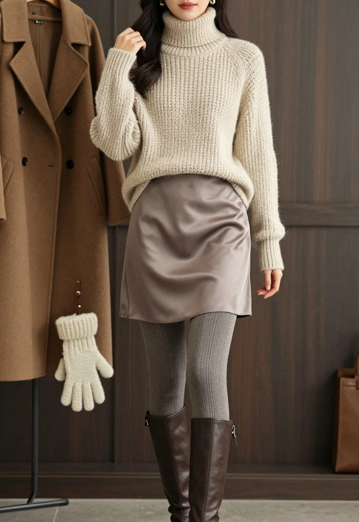 16 Silk Skirt Outfit Ideas For A Luxe Look - 14. Seasonal Styles for Winter 1