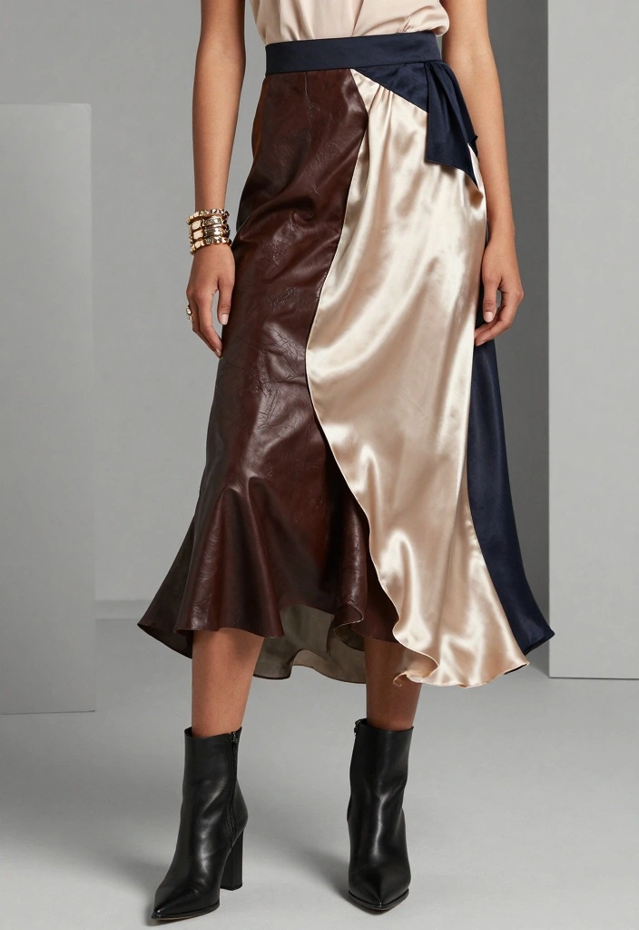 16 Silk Skirt Outfit Ideas For A Luxe Look - 15. Mix & Match Fabrics 1