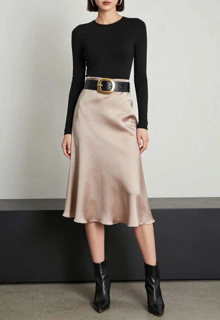 16 Silk Skirt Outfit Ideas For A Luxe Look - 9. Accessorize with Statement Belts 1