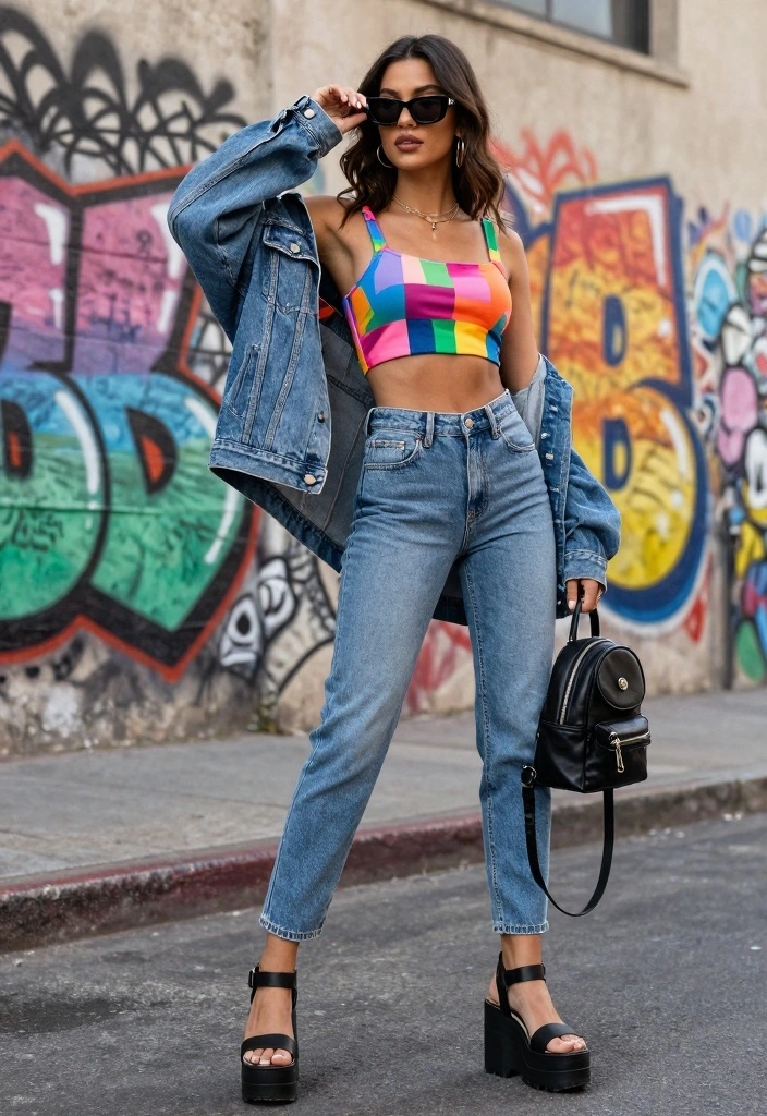 16 Sustainable Y2K Jeans Outfit Ideas For Women - 1. Low-Rise Jeans with a Crop Top 1