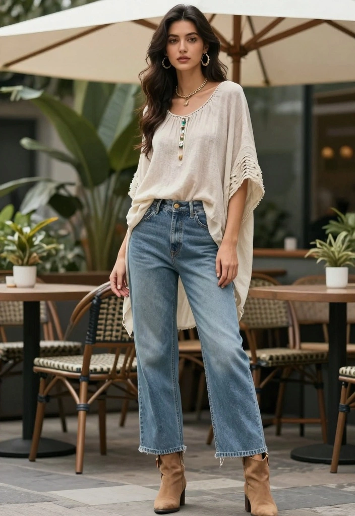 16 Sustainable Y2K Jeans Outfit Ideas For Women - 10. Baggy Jeans with Tunic Tops 1