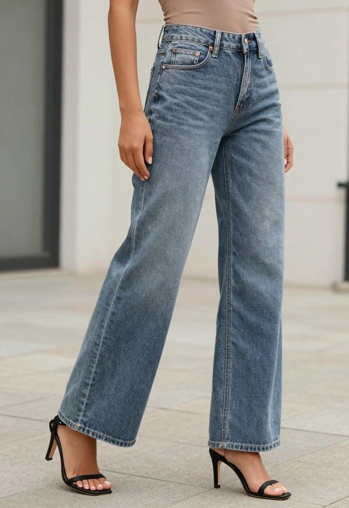 16 Sustainable Y2K Jeans Outfit Ideas For Women - 11. Wide-Leg Jeans with a Fitted Top 1