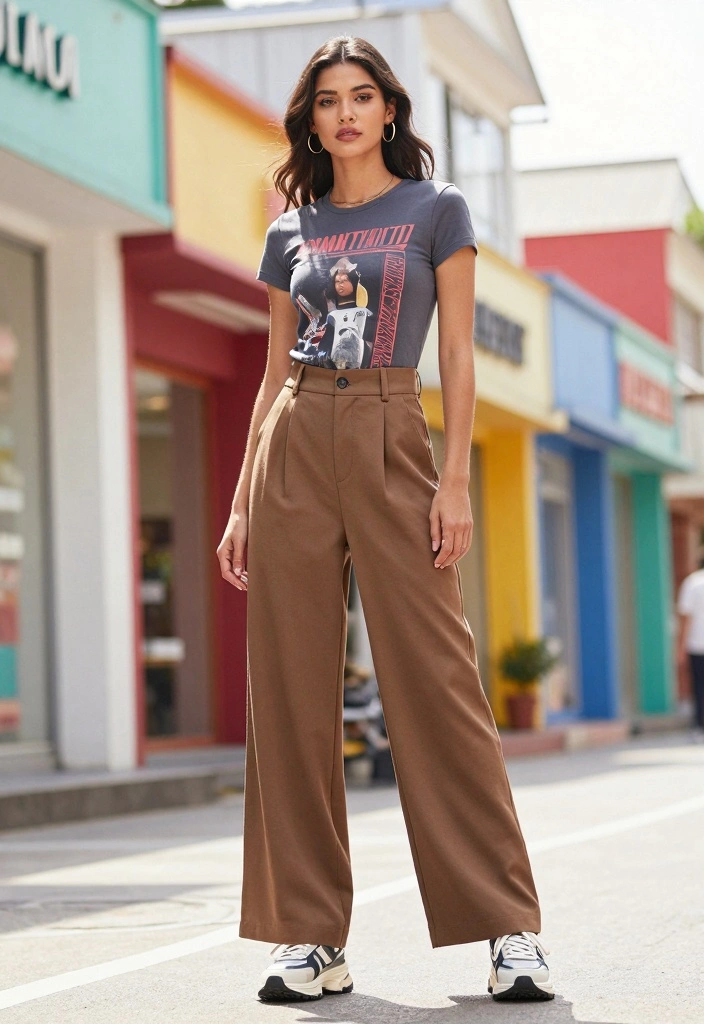 16 Wide Leg Pants Outfit Ideas For Women - 4. Sporty Vibes with Sneakers 1