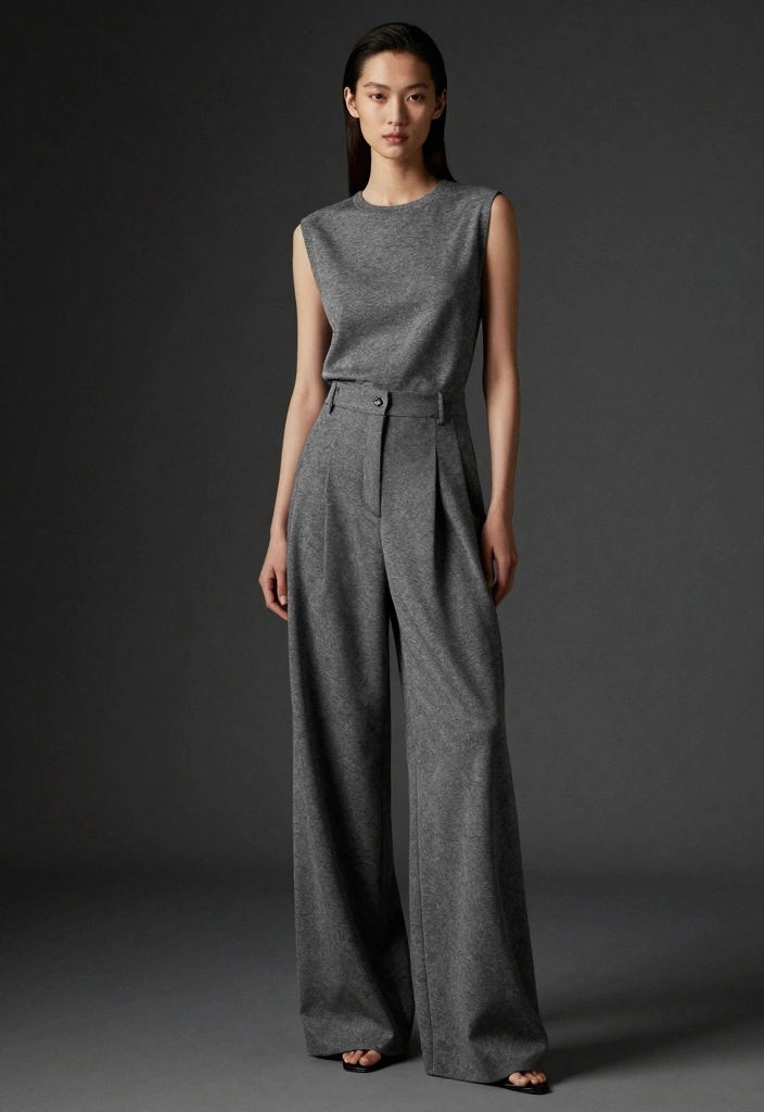 16 Wide Leg Pants Outfit Ideas For Women - 7. Minimalist Monochrome 1