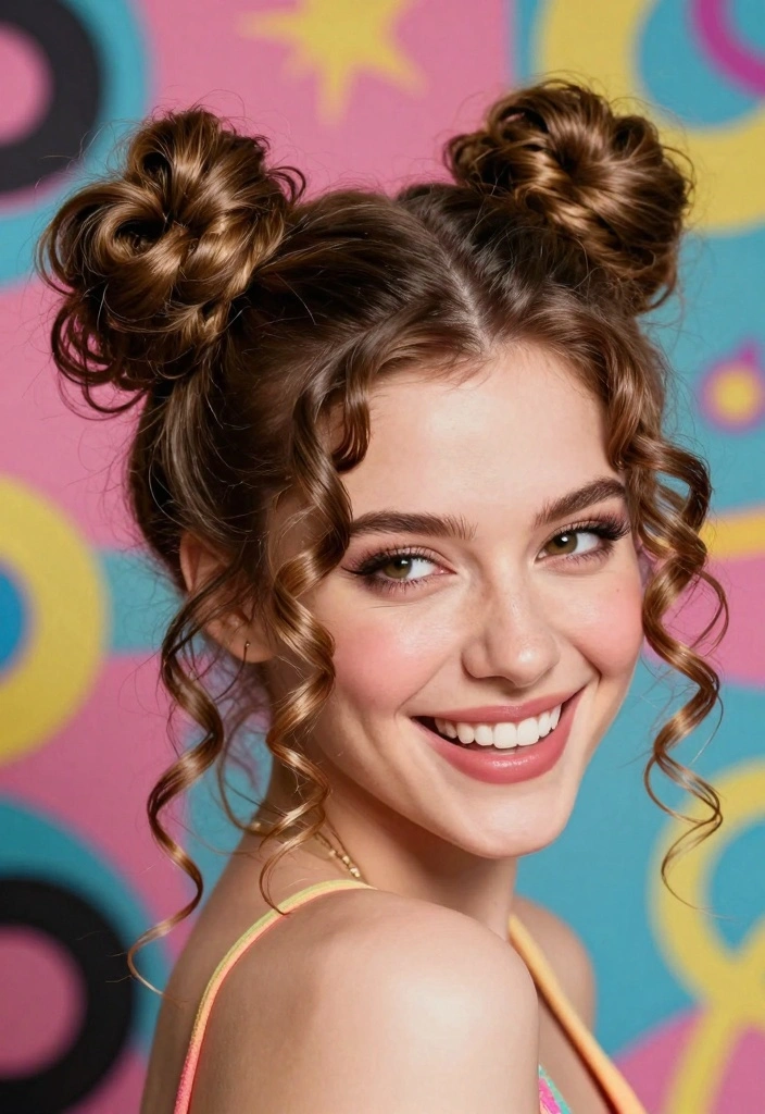 17 90s Layered Hair Ideas for Iconic Supermodel Vibes - 13. The 90s Space Buns 1