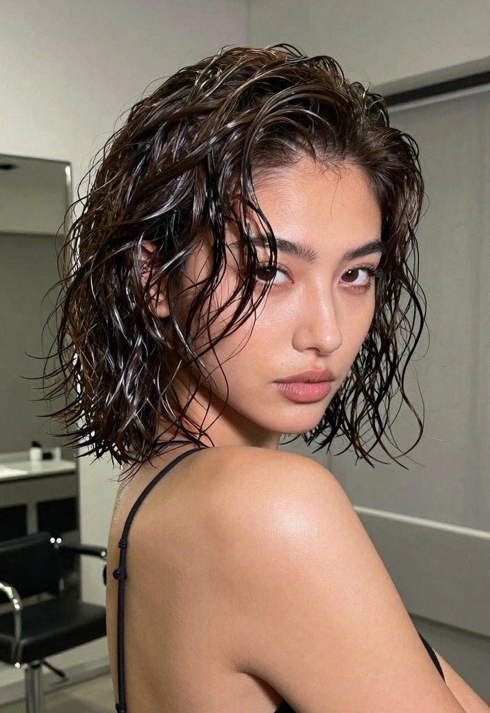 17 90s Layered Hair Ideas for Iconic Supermodel Vibes - 9. The Wet Look 1