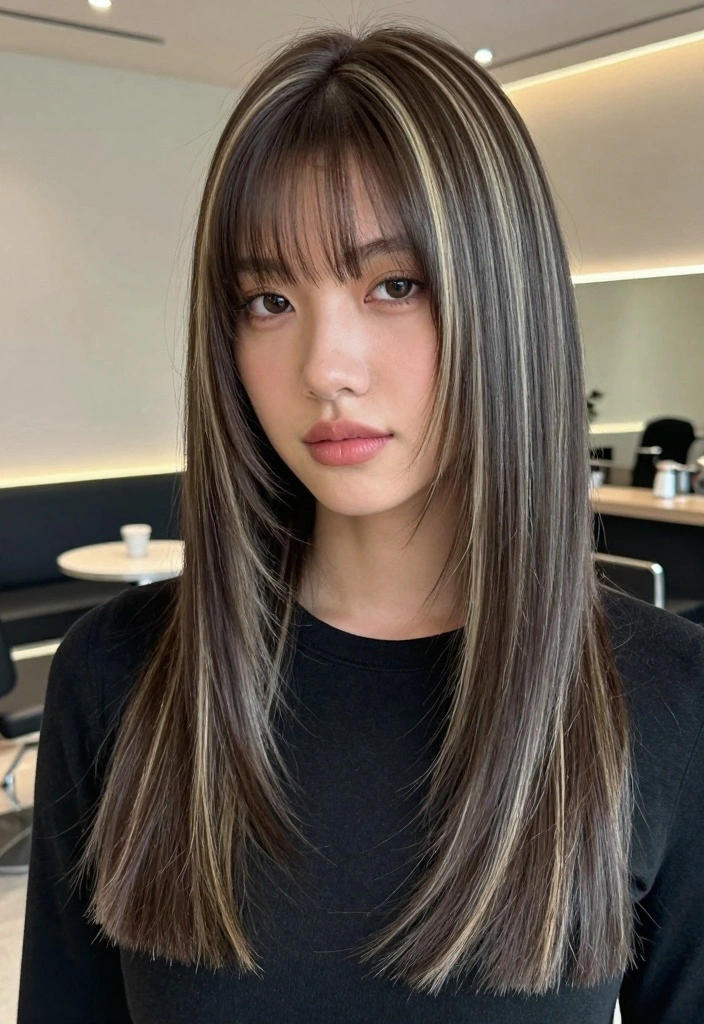 17 Blonde Highlights on Dark Hair Ideas: High Contrast Glow - 10. Ashy Blonde Highlights 1