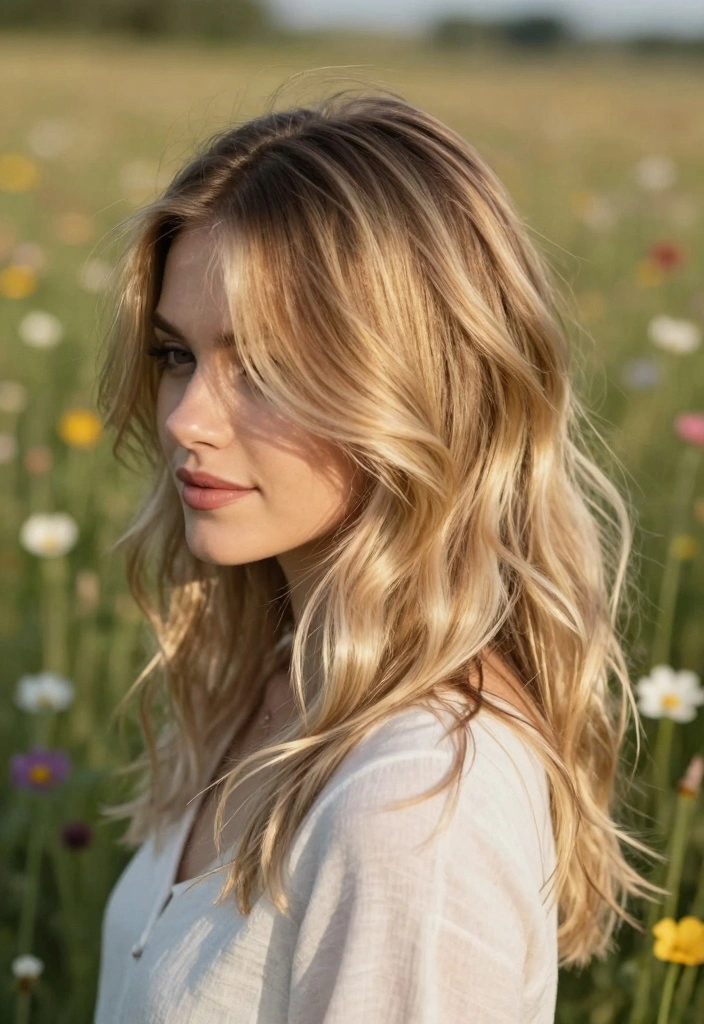 17 Blonde Highlights on Dark Hair Ideas: High Contrast Glow - 13. Golden Blonde Glow 1
