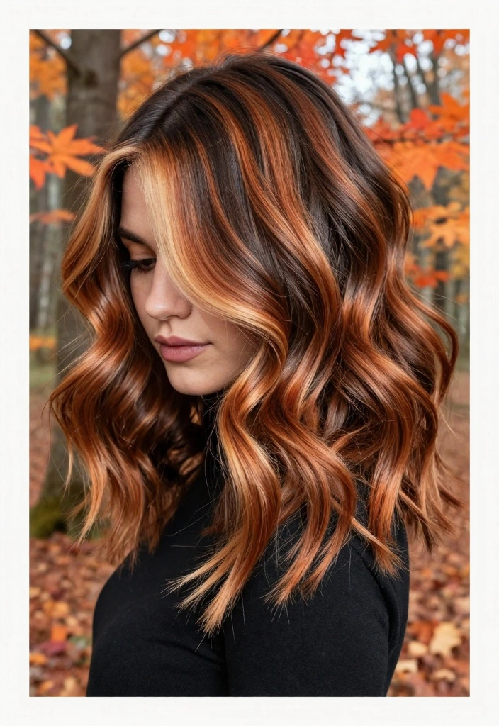 17 Blonde Highlights on Dark Hair Ideas: High Contrast Glow - 14. Vibrant Copper Blonde 1