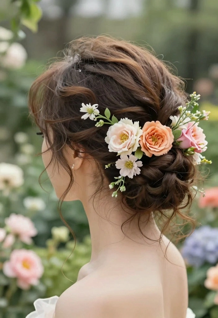 17 Bridesmaids Hairstyles Ideas Elegant and Timeless - 16. Floral Updo 1