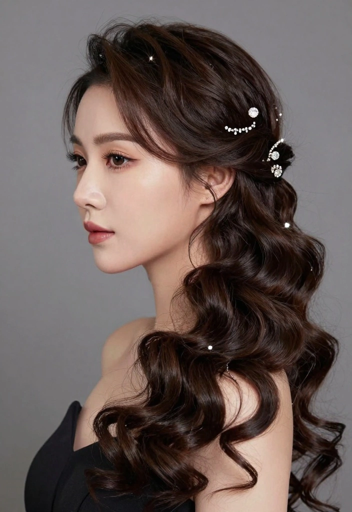 17 Bridesmaids Hairstyles Ideas Elegant and Timeless - 7. Elegant Side-Swept Curls 1