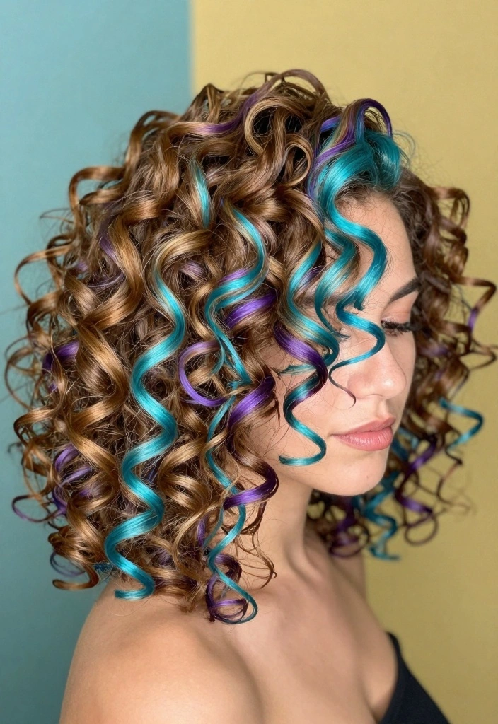 17 Caramel Blonde Hair Ideas for a Warm Luxe Finish - 11. Caramel Hues with Bold Fashion Colors: A Vivid Contrast 1