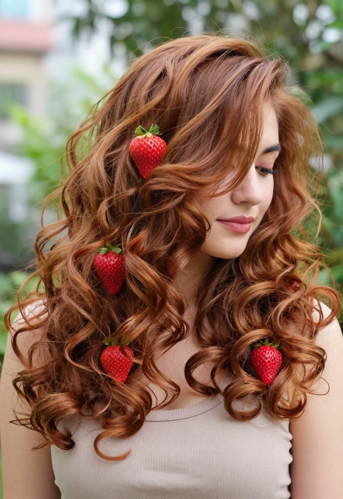 17 Caramel Blonde Hair Ideas for a Warm Luxe Finish - 13. Vibrant Caramel with Strawberry Accents: A Playful Twist 1