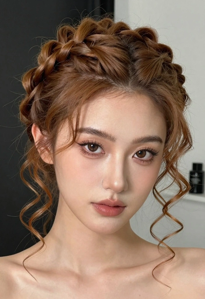 17 Caramel Blonde Hair Ideas for a Warm Luxe Finish - 16. Caramel Crown Braids: A Chic Updo 1