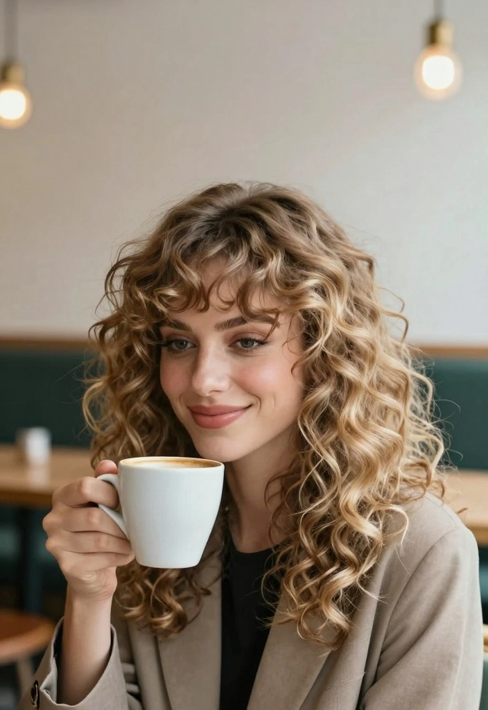 18 Blonde Hair Ideas Fresh Trendy Looks for Curly Textures - 13. Curly Bangs with Soft Blonde Tones 1