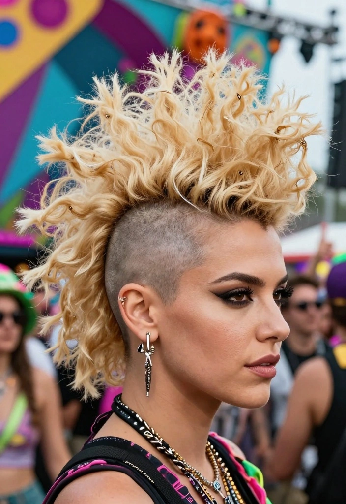 18 Blonde Hair Ideas Fresh Trendy Looks for Curly Textures - 17. Curly Mohawk with Bold Blonde 1