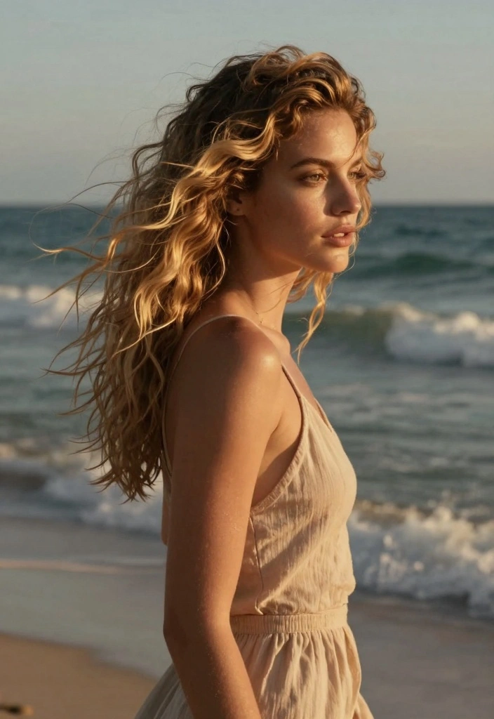 18 Blonde Hair Ideas Fresh Trendy Looks for Curly Textures - 5. Beachy Waves with Blonde Highlights 1