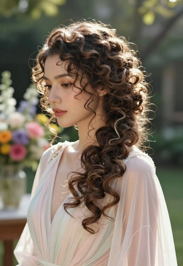 18 Curly Hair Wedding Styles Ideas: Romantic Defined Curls - 1. Loose Curly Updo 1