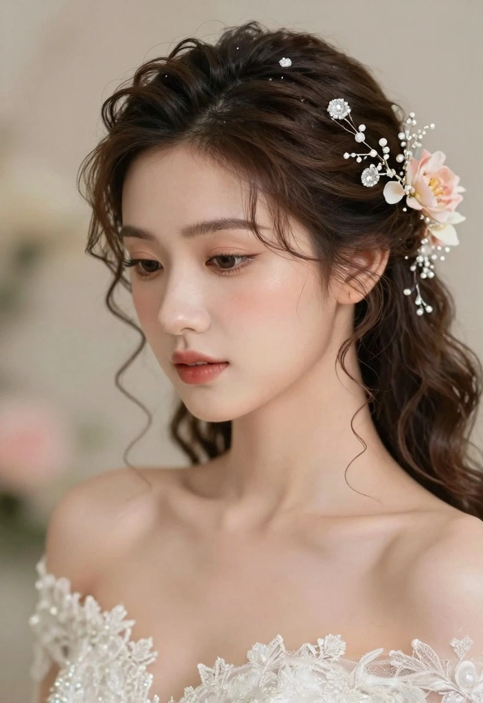 18 Curly Hair Wedding Styles Ideas: Romantic Defined Curls - 15. Curly Hair Accessories 1