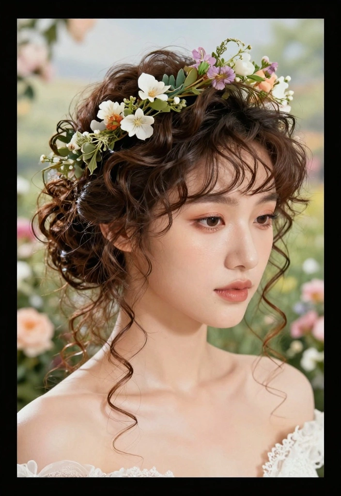 18 Curly Hair Wedding Styles Ideas: Romantic Defined Curls - 6. Romantic Messy Bun 1