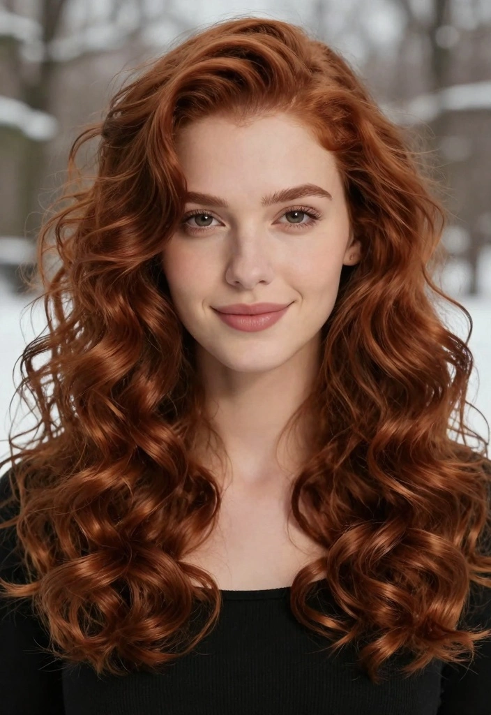 18 Dark Winter Hair Color Ideas: Cool Dramatic Tones for Curly Textures - 11. Soft Auburn 1