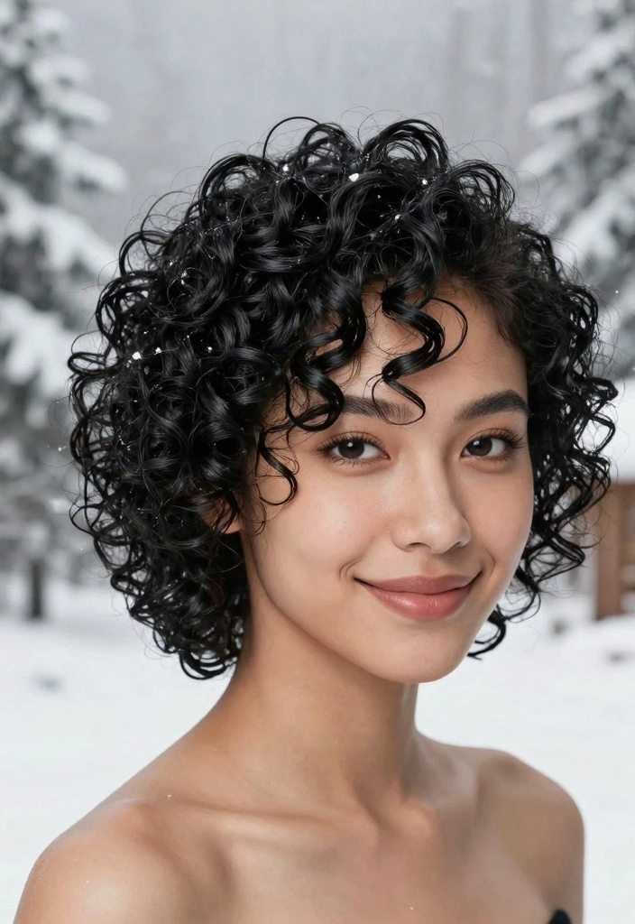 18 Dark Winter Hair Color Ideas: Cool Dramatic Tones for Curly Textures - 18. Velvet Black 1