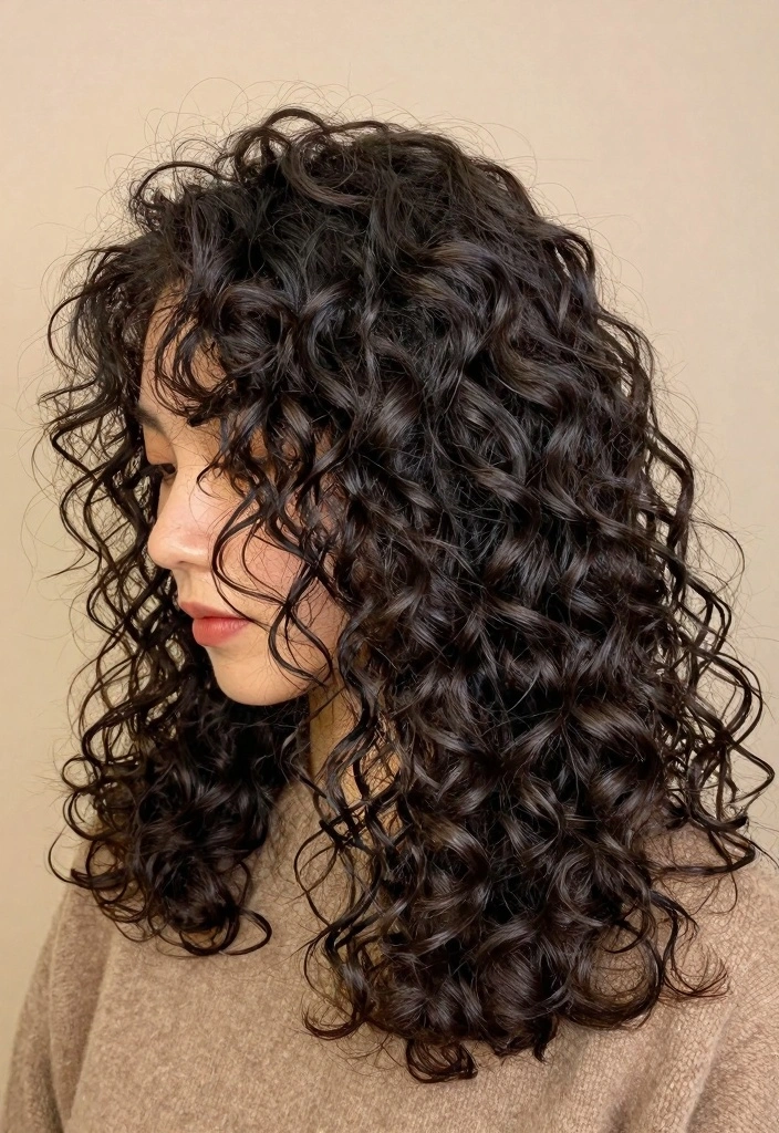 18 Dark Winter Hair Color Ideas: Cool Dramatic Tones for Curly Textures - 9. Warm Black 1