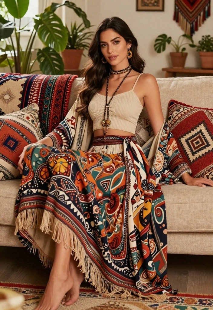 10 Bolo Tie Women Outfit Ideas That Don't Look Costume-Y - 6. Bohemian Layered Outfit 1