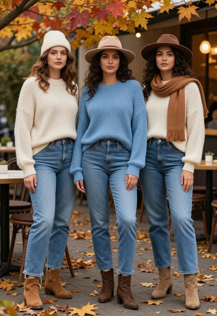 12 Light Blue Jeans Outfit Suggestions for Women That Work Dressed Up or for Weekends - 11. Layered for Fall 1