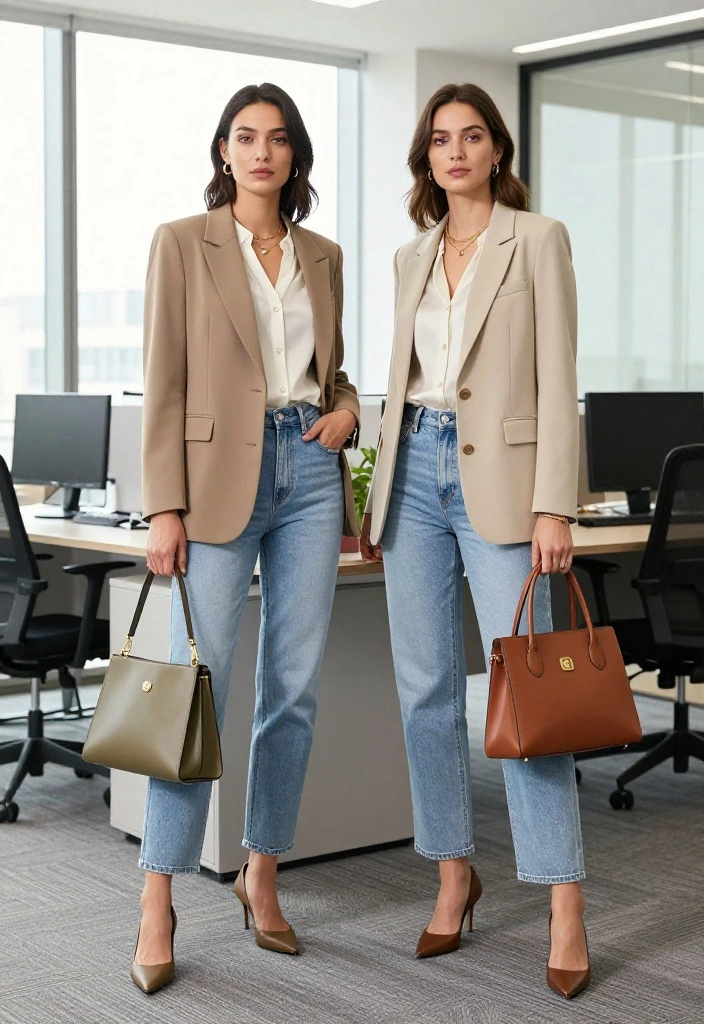12 Light Blue Jeans Outfit Suggestions for Women That Work Dressed Up or for Weekends - 2. Chic Office Casual 1