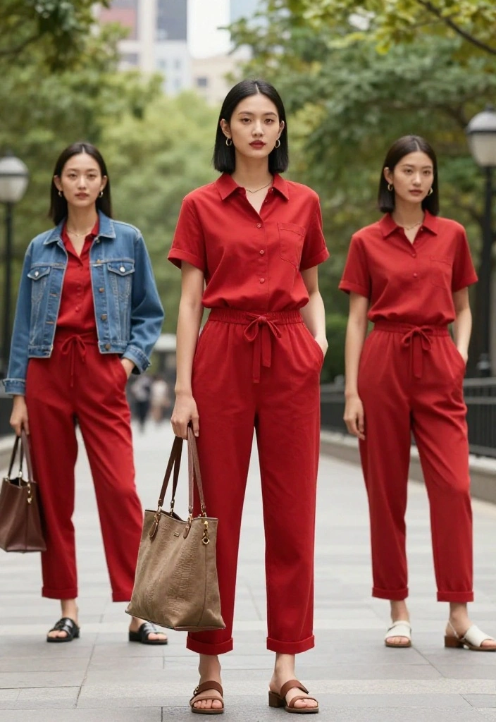 12 Red Jumpsuit Outfit Suggestions for Women That Flatter Every Body Type - 1. The Casual Chic Look 1