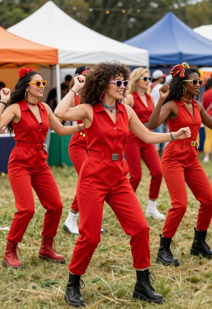 12 Red Jumpsuit Outfit Suggestions for Women That Flatter Every Body Type - 10. Festival Ready 1