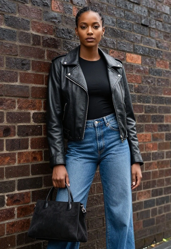 12 Suede Bag Outfit Ideas for Women That Protect It From Rain - 11. Edgy Leather and Suede Combo 1