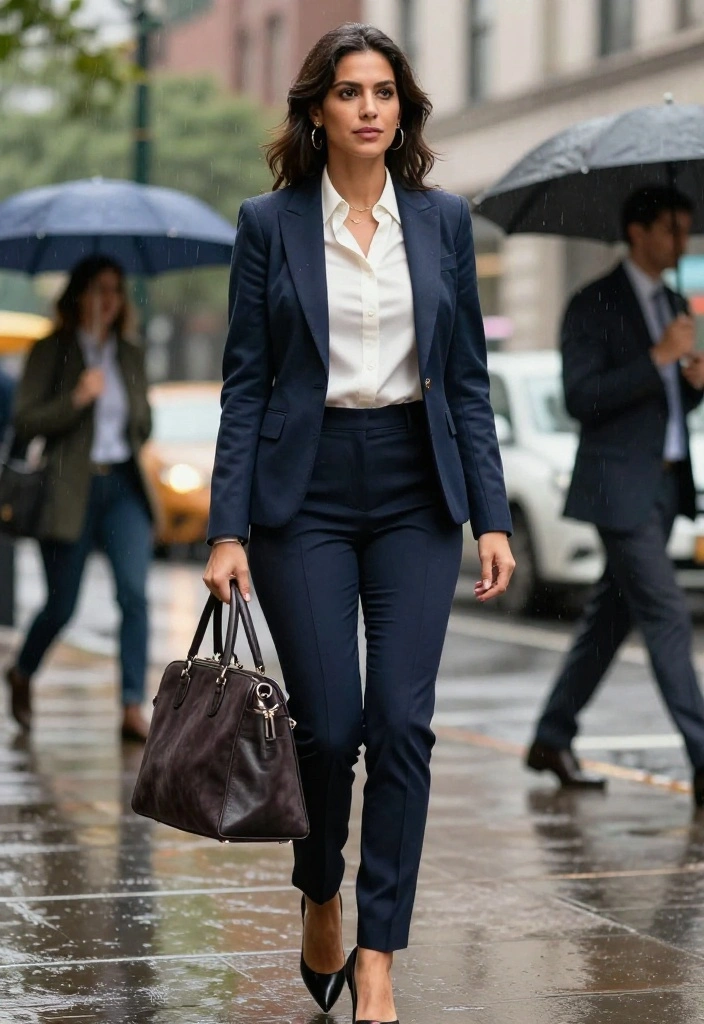12 Suede Bag Outfit Ideas for Women That Protect It From Rain - 9. Business Casual with a Suede Doctor Bag 1