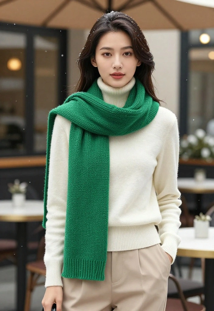 12 Winter Scarf Outfit Inspirations for Women That Add Warmth - 1. Layered Neutrals with a Pop of Color 1