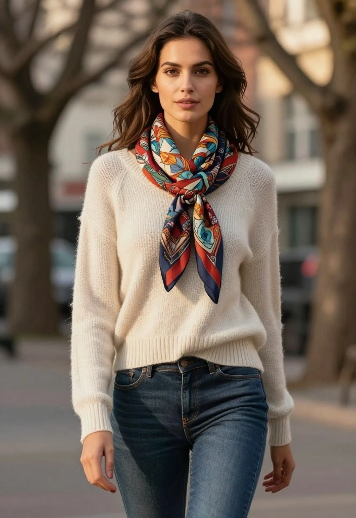 12 Winter Scarf Outfit Inspirations for Women That Add Warmth - 2. Boho Chic with a Printed Scarf 1