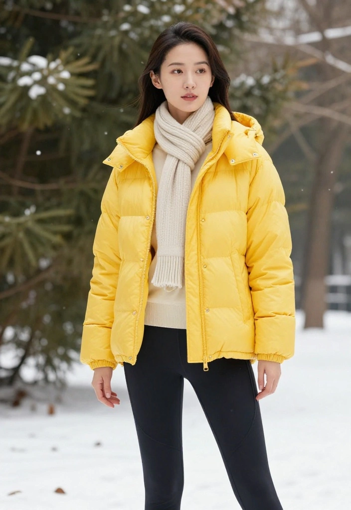12 Winter Scarf Outfit Inspirations for Women That Add Warmth - 6. Sporty Vibes with a Puffer Jacket and Scarf 1
